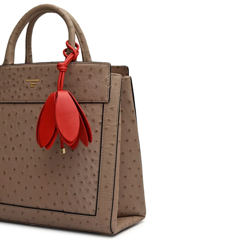 Da Milano Slate Medium Ostrich Leather Book Tote - Slate for Women | Best Price UAE